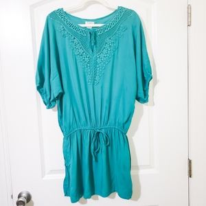 Pinky Women's Blue Casual Drop Waist Short Sleeve Pullover Mini Dress Medium M